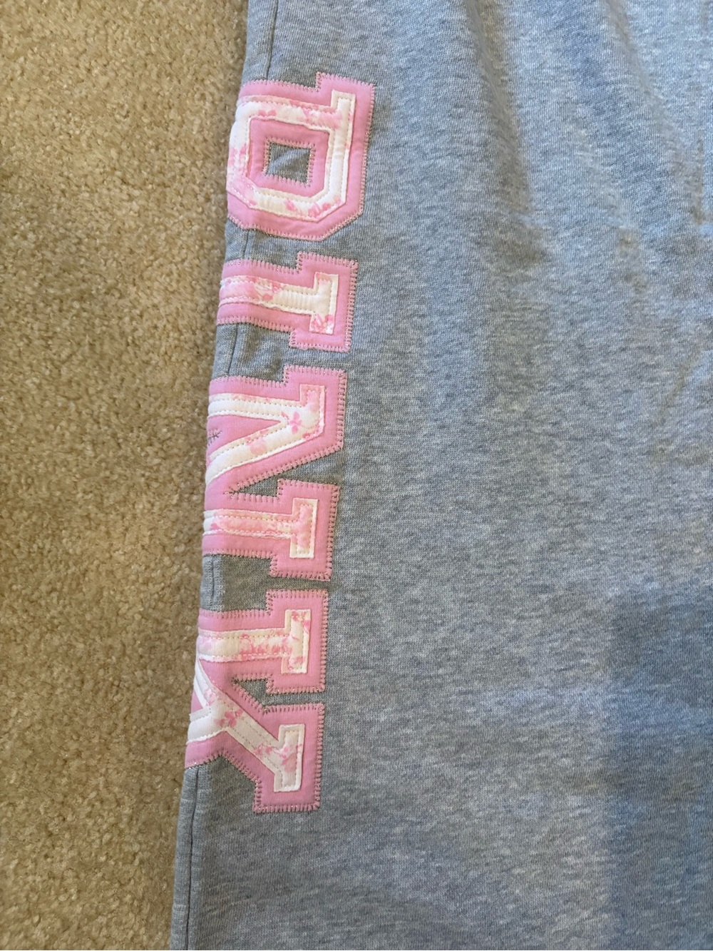PINK Victoria's Secret Love Shack Fancy Light Gray Sweatpants with Pink Logo - Picture 8 of 8